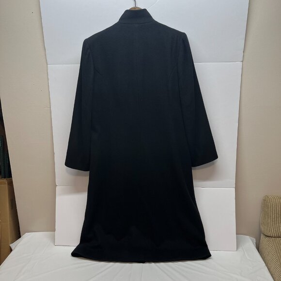 Fleurette Loro Piana 100% cashmere long black stand‎ collar trench coat size 10 - Picture 2 of 11